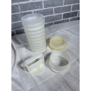 Vintage Tupperware Hamburger Press and Keepers Set 12 Stackable Containers White